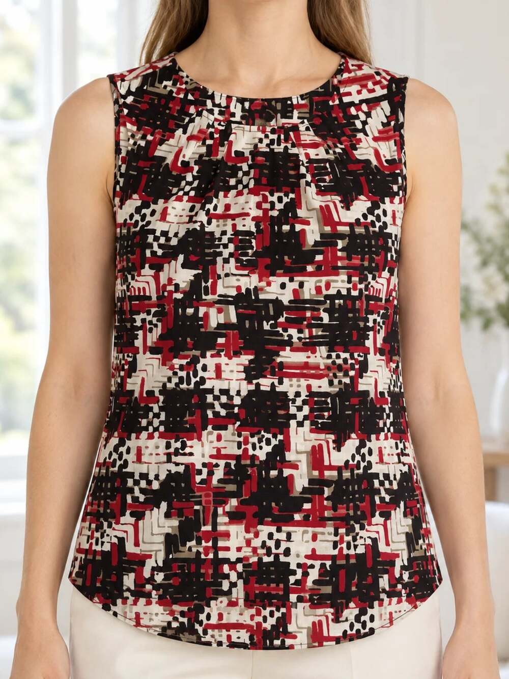 Talbots Modern Print Sleeveless Blouse Womens Size 4